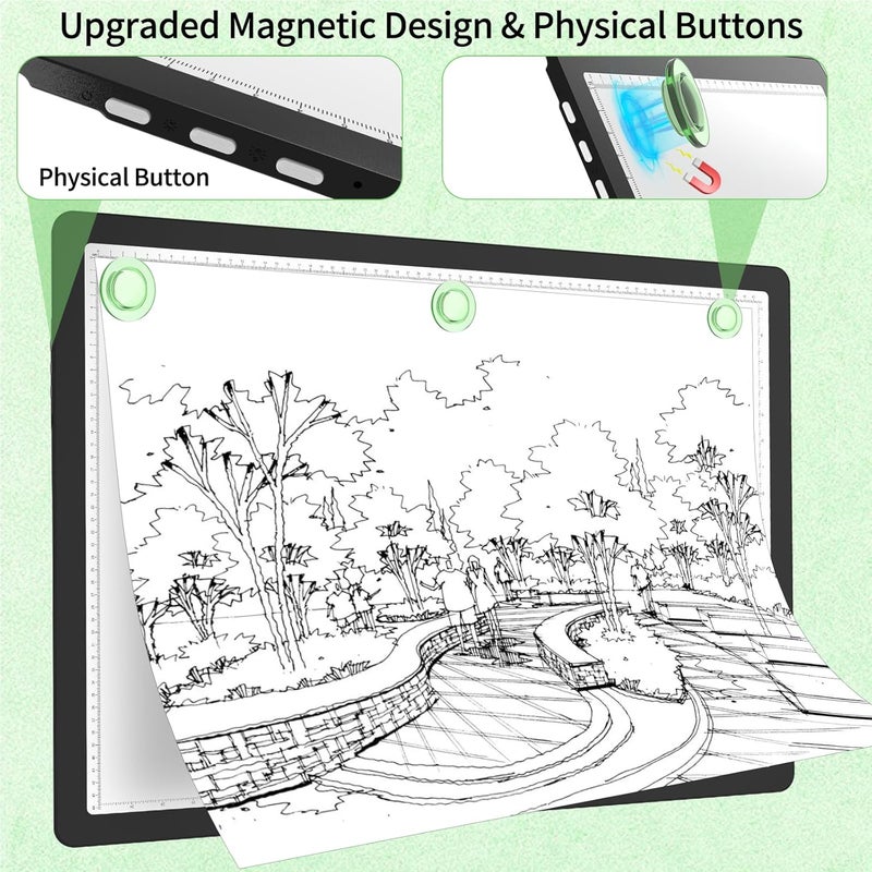 Phylosal Rechargeable A2 Light Pad for Diamond Painting 25.2''x18.4'', Magnetic Tracing Light Box for Drawing, Diamond Art Light Board with Side Button, Wireless LED Light Table for Sketching, Design - Image 5